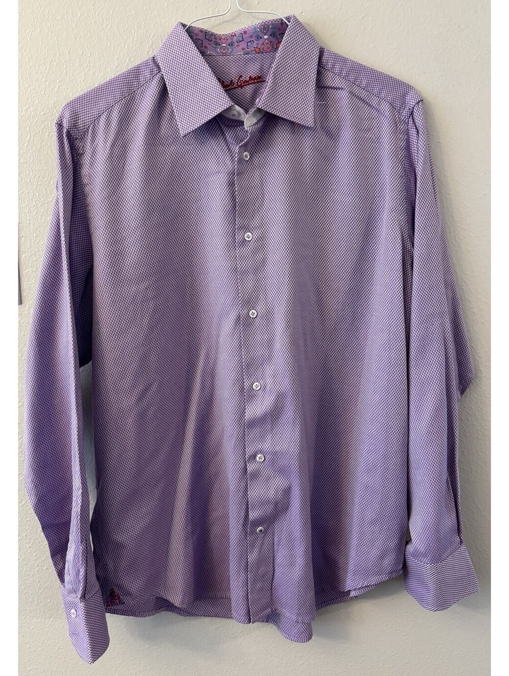 Robert Graham Purple Long Sleeve Button Up Shirt Men’s Small Print Size L